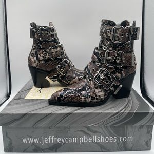 Jeffrey Campbell Women's Caceres Boots, Brown White Snake Black size 5
